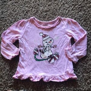 Christmas Snowman Pink Long Sleeve Top